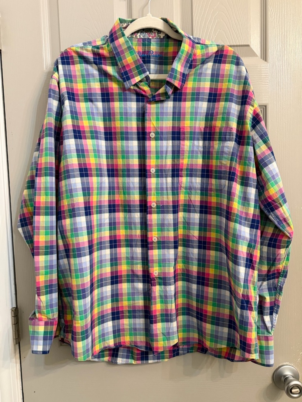 Alan Flusser GORGEOUS men’s xxl  Multicolor Plaid Button-Up Shirt -